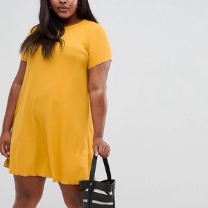 New Look Ribbed Yellow Mini Dress